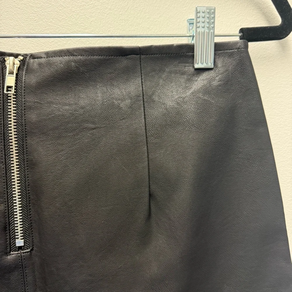 Olivaceous Faux Leather Mini Skirt, Black | Size Medium